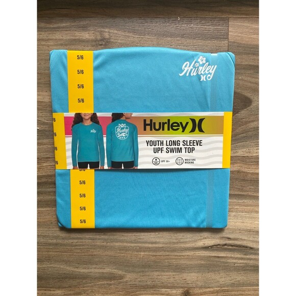 Hurley Other - NWT Hurley Long Sleeve UPF Rash Guard Swim Top Girl 5/6